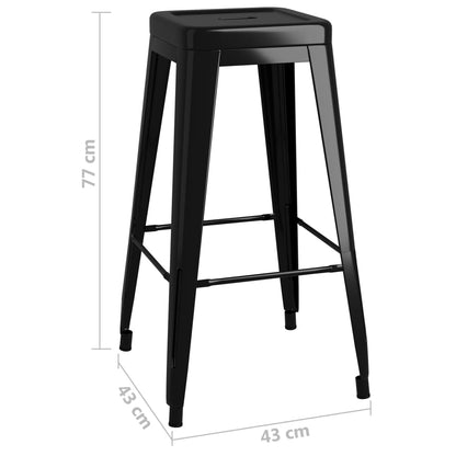 Taburetes De Bar Apilables 2 Unidades De Metal Negro_5