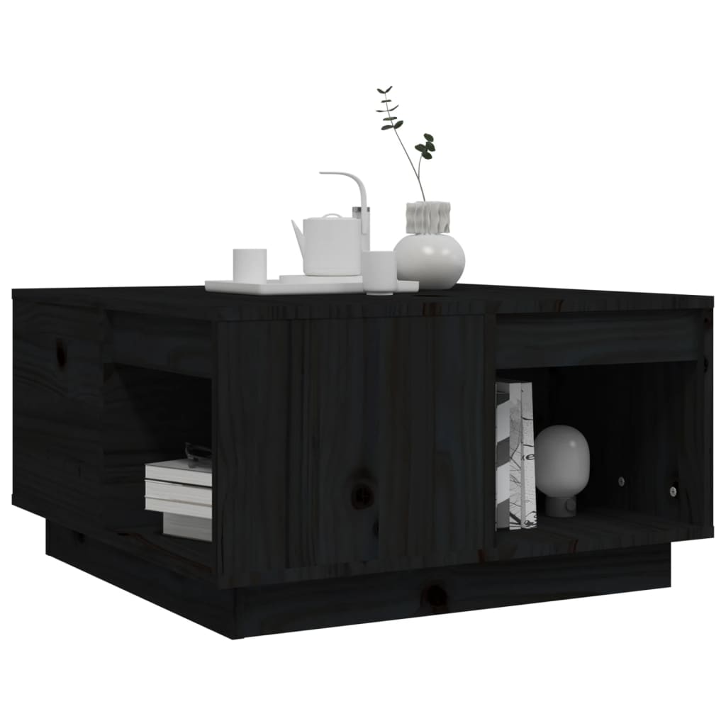 Mesa De Centro De Madera Maciza De Pino Negro 60x61x32,5 Cm_2
