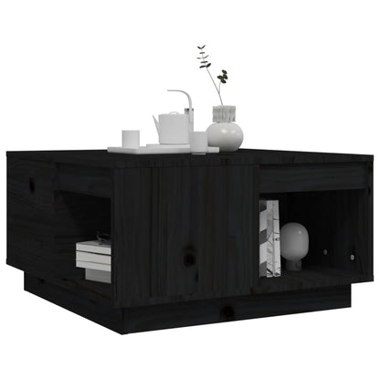 Mesa De Centro De Madera Maciza De Pino Negro 60x61x32,5 Cm_2