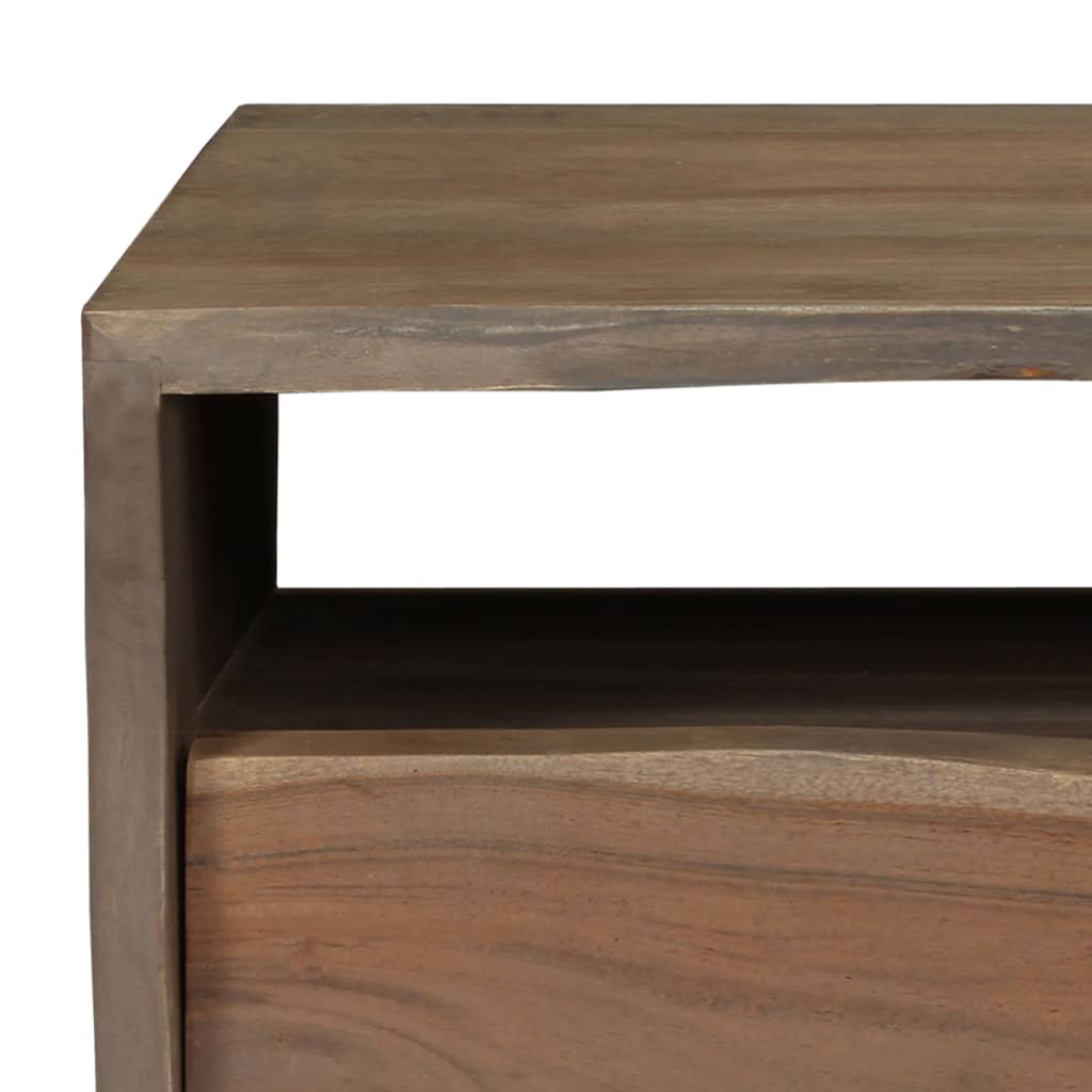 Mesa De Centro Borde Vivo Madera Maciza Acacia Gris 90x50x40 Cm_4