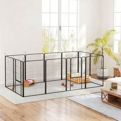Pawhut Parque Para Perros De 12 Paneles De 100 Cm De Altura Con Puertas Negro_1