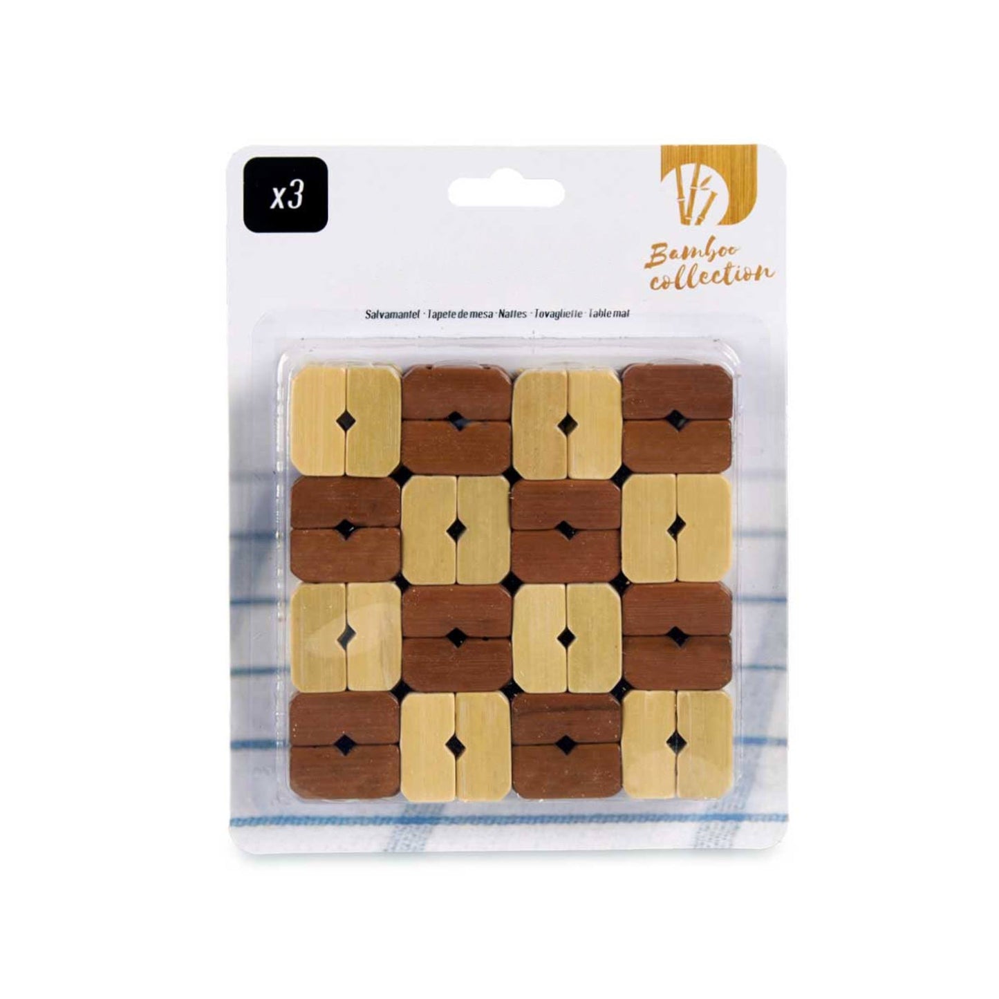 Set 3 Salvamanteles Bambu Cuadrado Colección Kinvara
