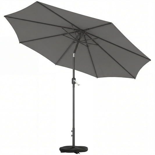 Outsunny Sombrilla Terraza Exterior 3x3 M Con Base Y Bolsa De Arena Gris Oscuro_0