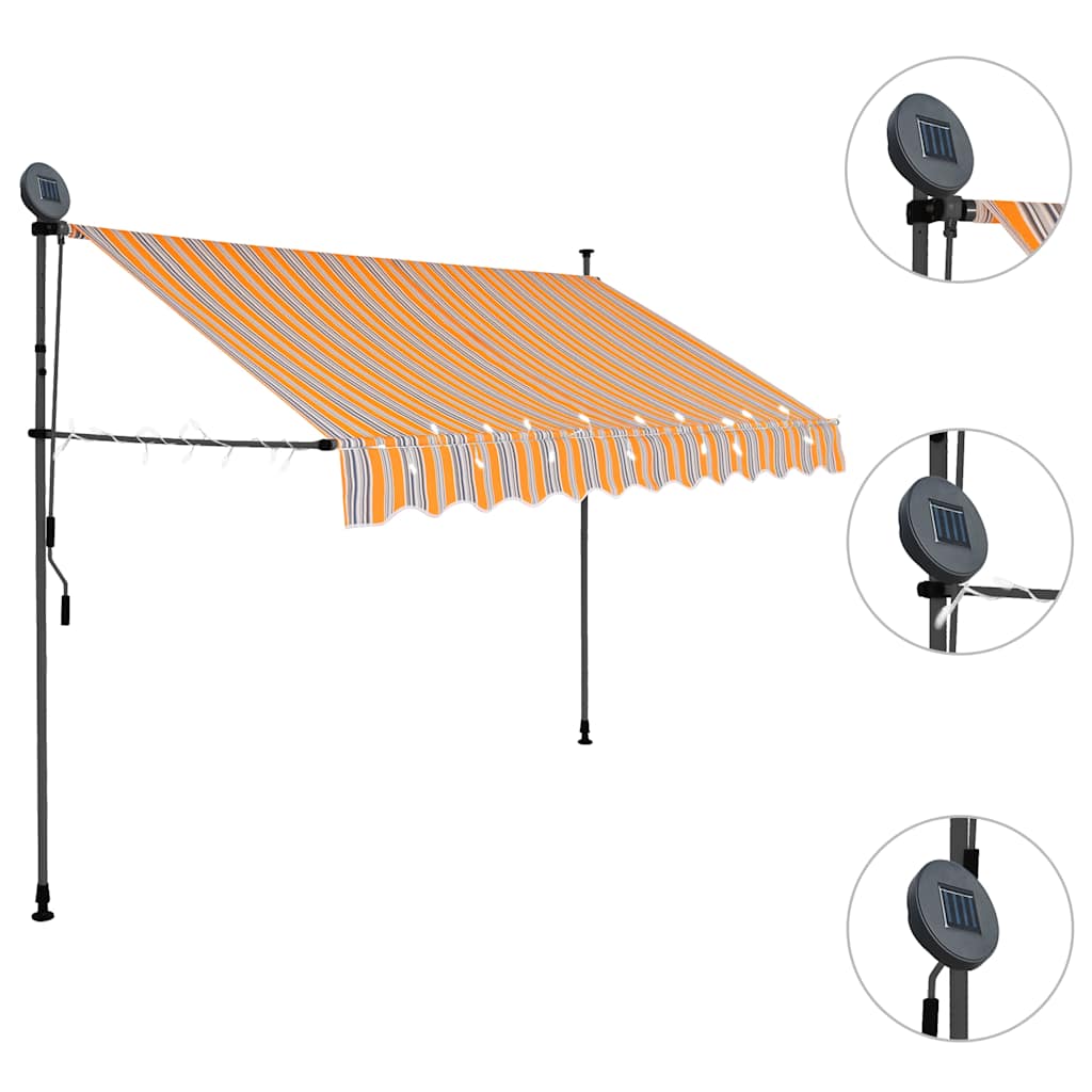 Toldo Manual Retráctil Con Led Amarillo Y Azul 250 Cm_2