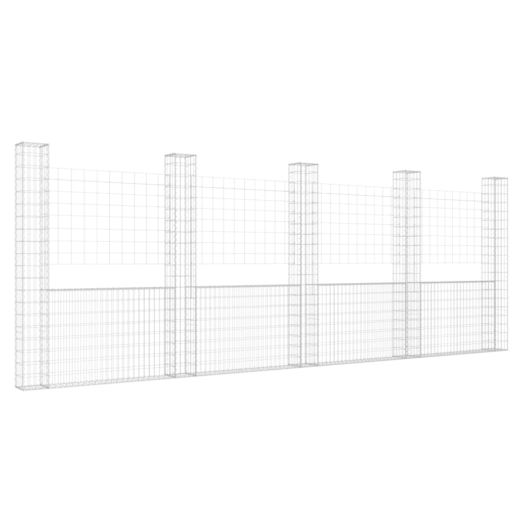 Cesta De Gaviones Forma De U 5 Postes De Hierro 500x20x200 Cm / Vetonek_0