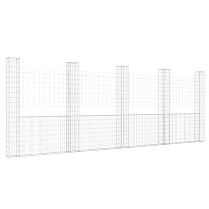 Cesta De Gaviones Forma De U 5 Postes De Hierro 500x20x200 Cm / Vetonek_0