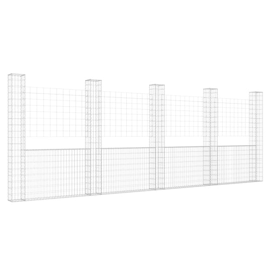Cesta De Gaviones Forma De U 5 Postes De Hierro 500x20x200 Cm / Vetonek_0