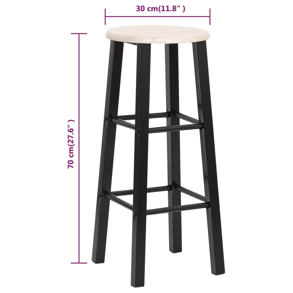 Taburetes De Cocina 2 Unidades Mdf Negros_5