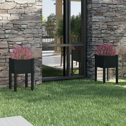 Jardineras 2 Unidades Madera Maciza De Pino Negro 40x40x70 Cm_1
