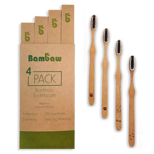 Pack 4x cepillo de dientes de bambú con carbón activado Bambaw