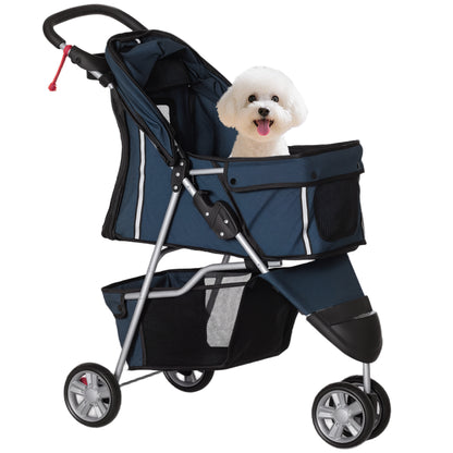 Pawhut Carrito Para Perros Plegable Con Cesta De Almacenaje 75x45x97 Cm Azul_0