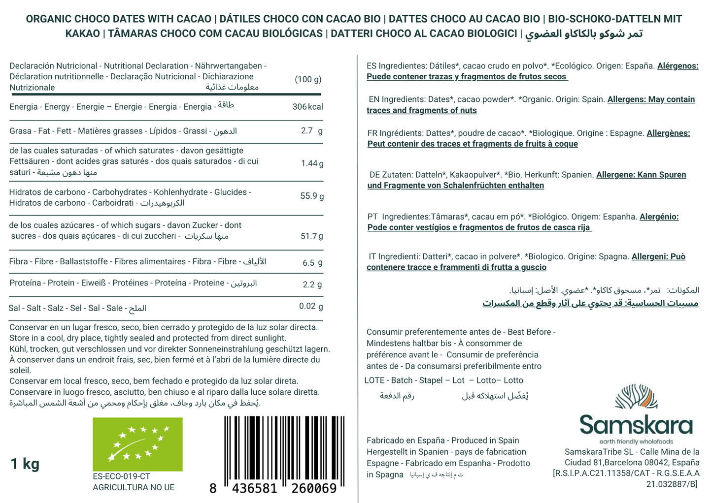 Dátiles Con Cacao Bio - 500g | Dátiles Ecológicos Naturales, Endulzante Vegano Sin Azúcares Refinados, Ricos En Fibra_1