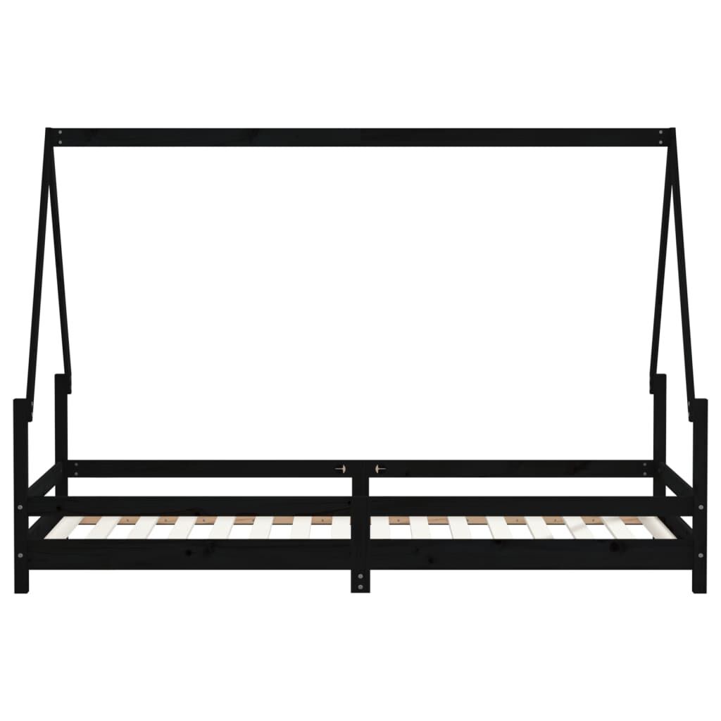 Vidaxl Estructura De Cama Para Niños Madera De Pino Negro 90x200 Cm_4