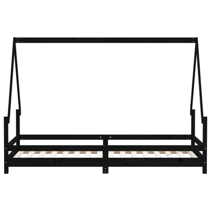 Vidaxl Estructura De Cama Para Niños Madera De Pino Negro 90x200 Cm_4