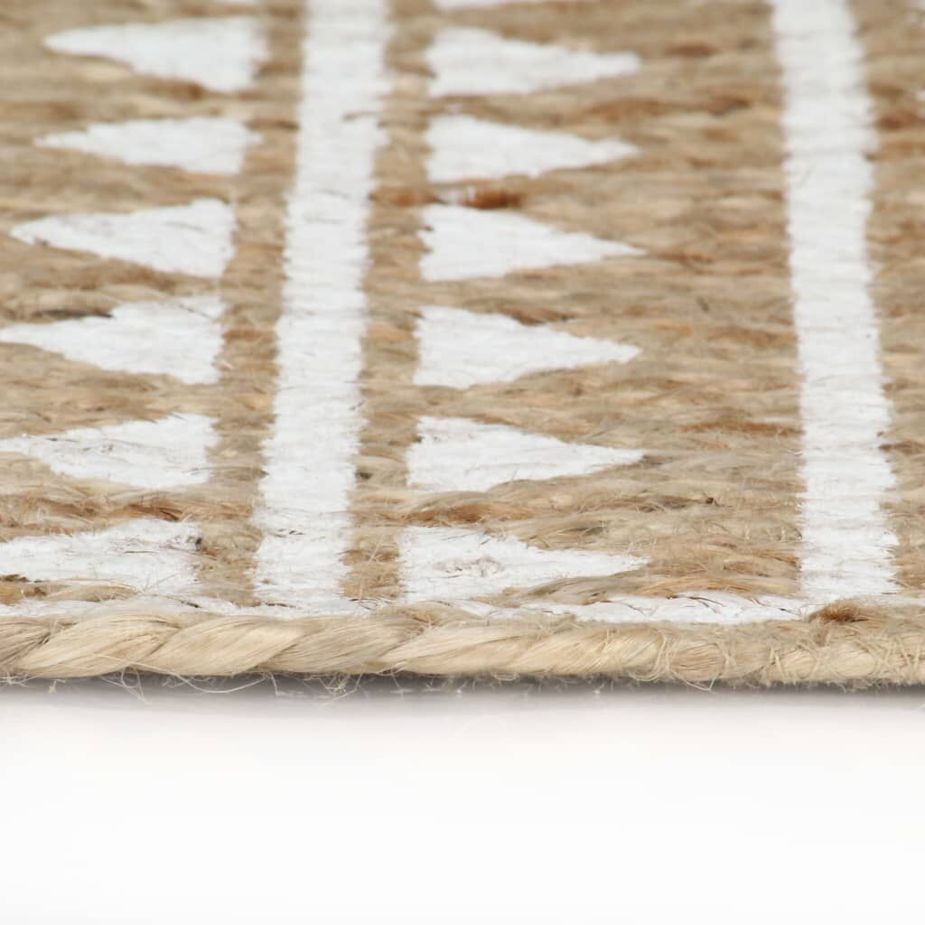Vidaxl Alfombra De Yute Tejida A Mano Con Estampado Blanco 90 Cm_2