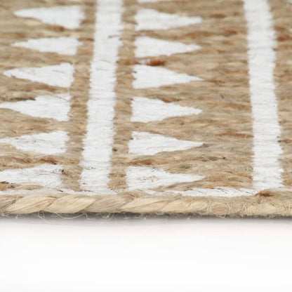 Vidaxl Alfombra De Yute Tejida A Mano Con Estampado Blanco 90 Cm_2