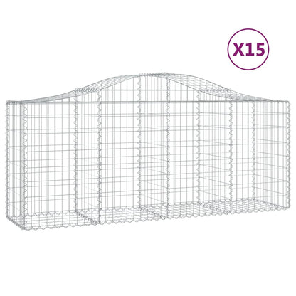 Cestas De Gaviones 15 Uds Forma De Arco Hierro 200x50x80/100 Cm_0