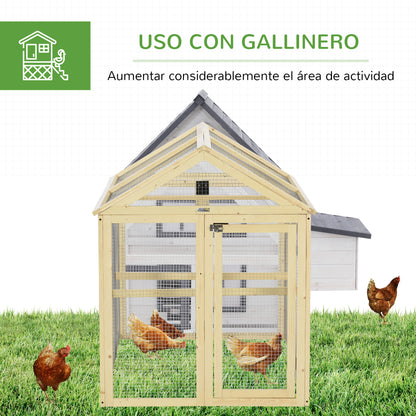 Pawhut Gallinero Para Exterior 140x88,5x106 Cm Para 1-3 Gallinas Madera Natural_5