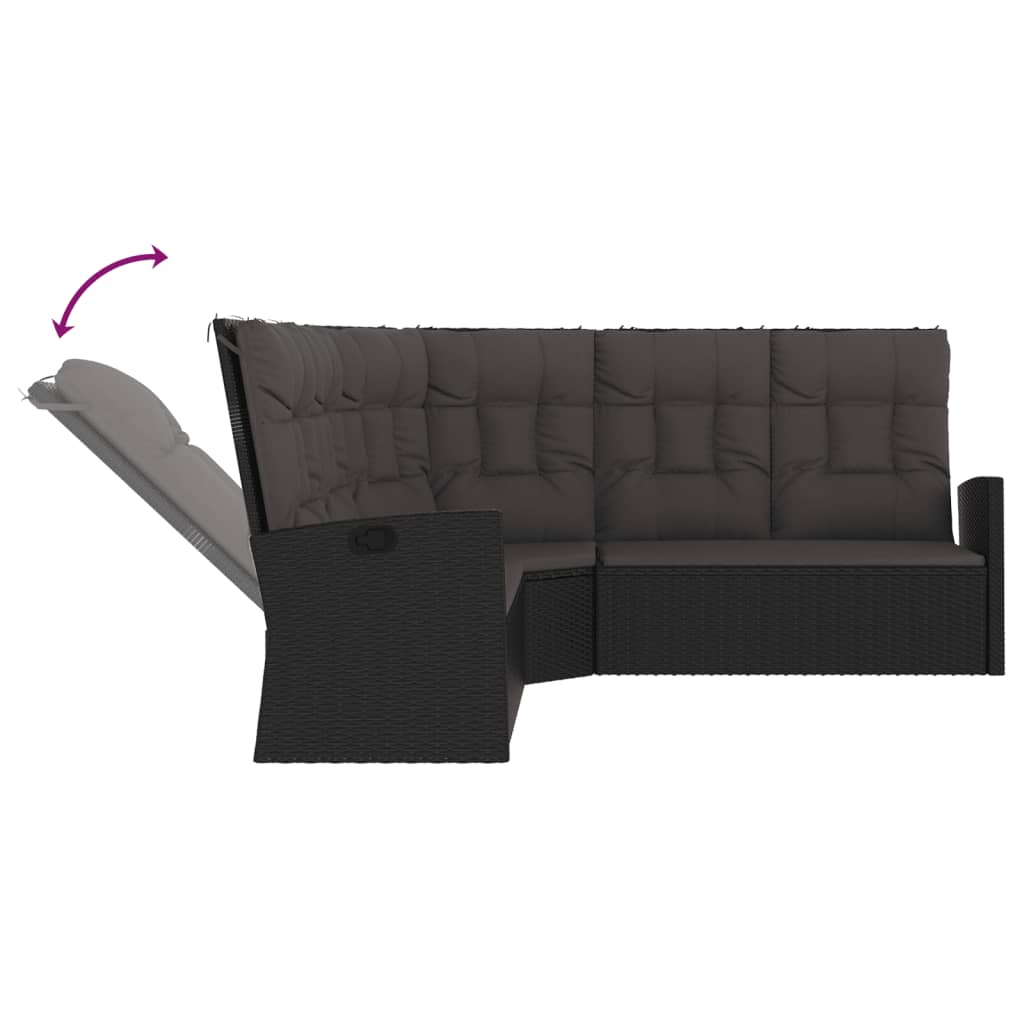 Vidaxl Sofá Esquinero Reclinable Con Cojines Ratán Sintético Negro_4