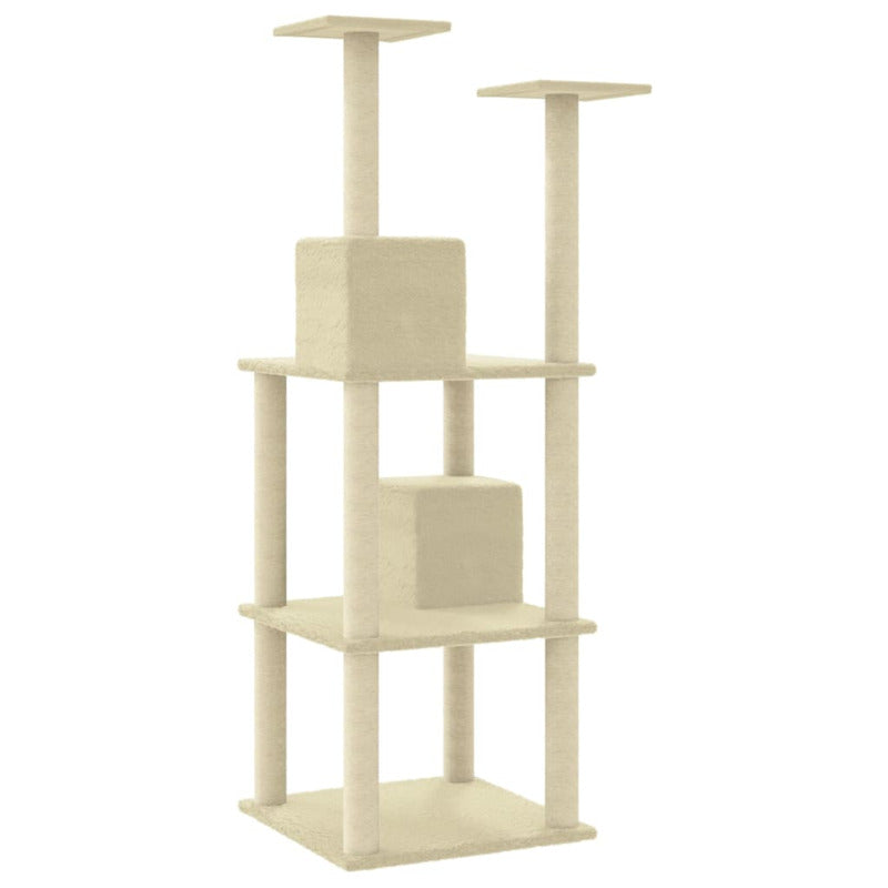 Vidaxl Rascador Para Gatos Con Postes De Sisal Color Crema 141 Cm_5