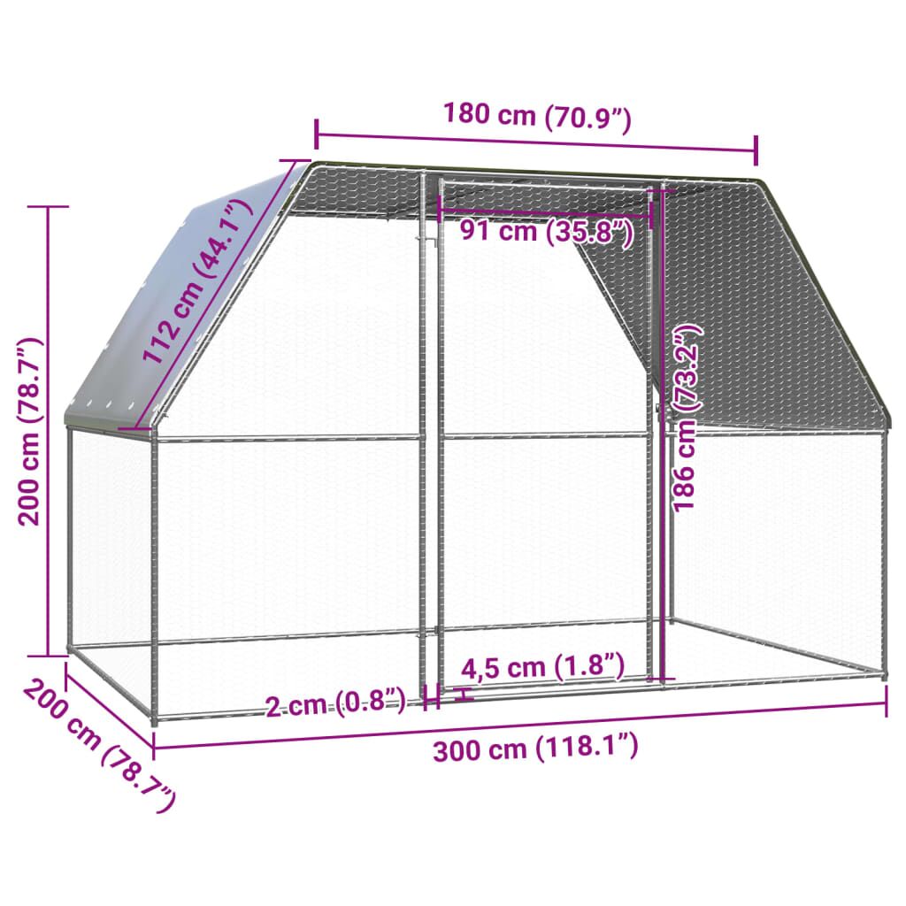 Vidaxl Jaula Gallinero De Exterior De Acero Galvanizado 3x2x2 M_2