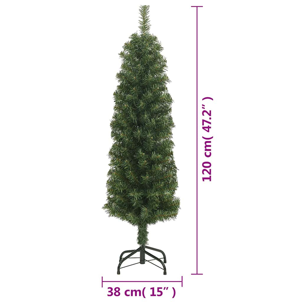 Vidaxl Árbol De Navidad Artificial Delgado Y Soporte Pvc Verde 120 Cm_2