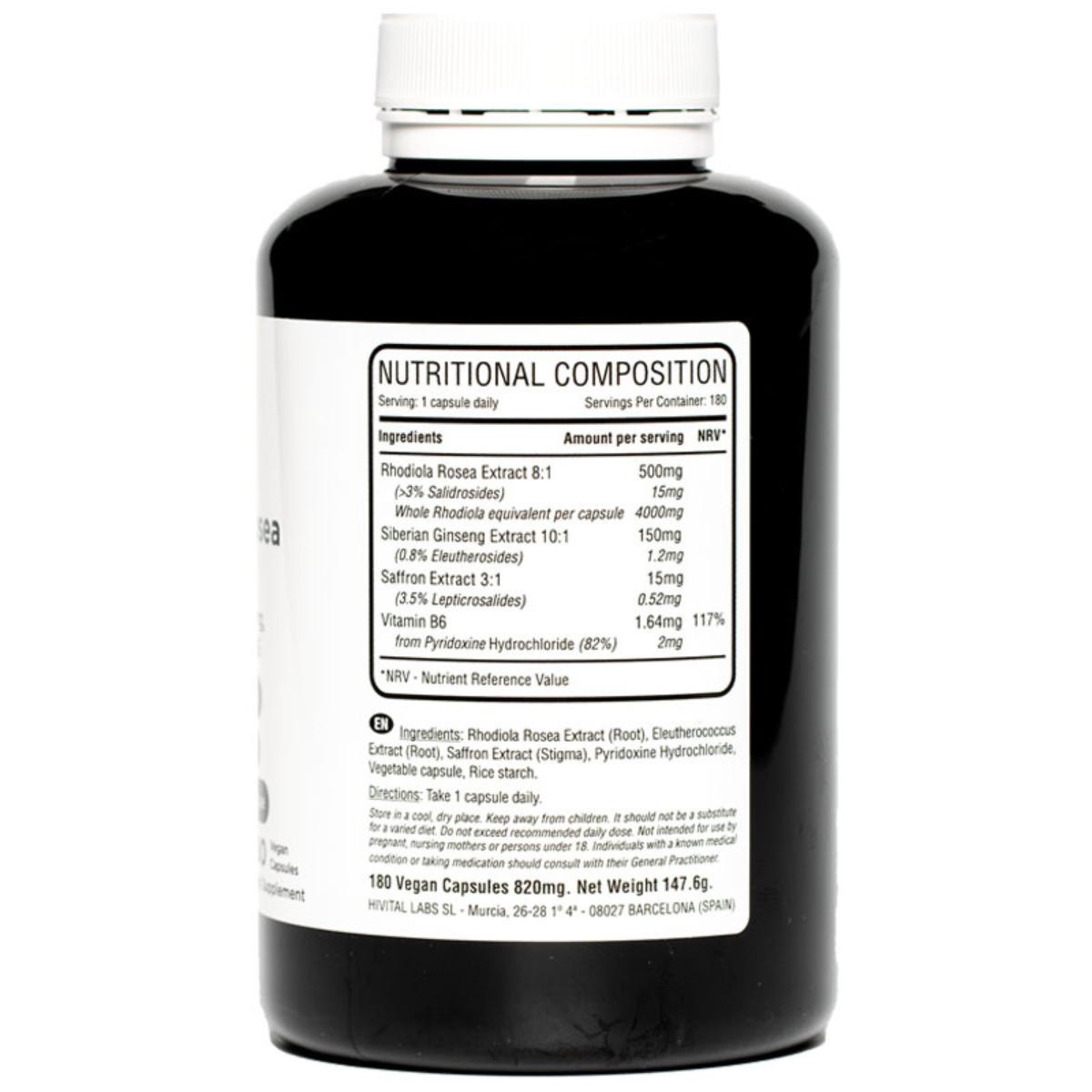 Rhodiola Rosea 4000 mg 180 cápsulas veganas Hivital