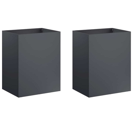 Macetero De Jardín 2 Uds. Gris Antracita 40 X 30 X 40 Cm_0