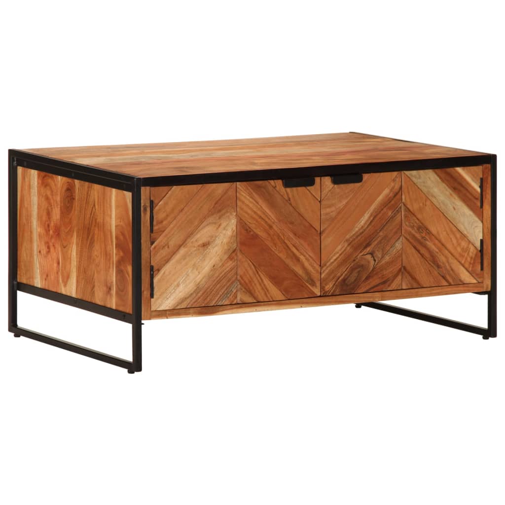 Mesa De Centro Madera Maciza De Acacia 90x55x40 Cm_0