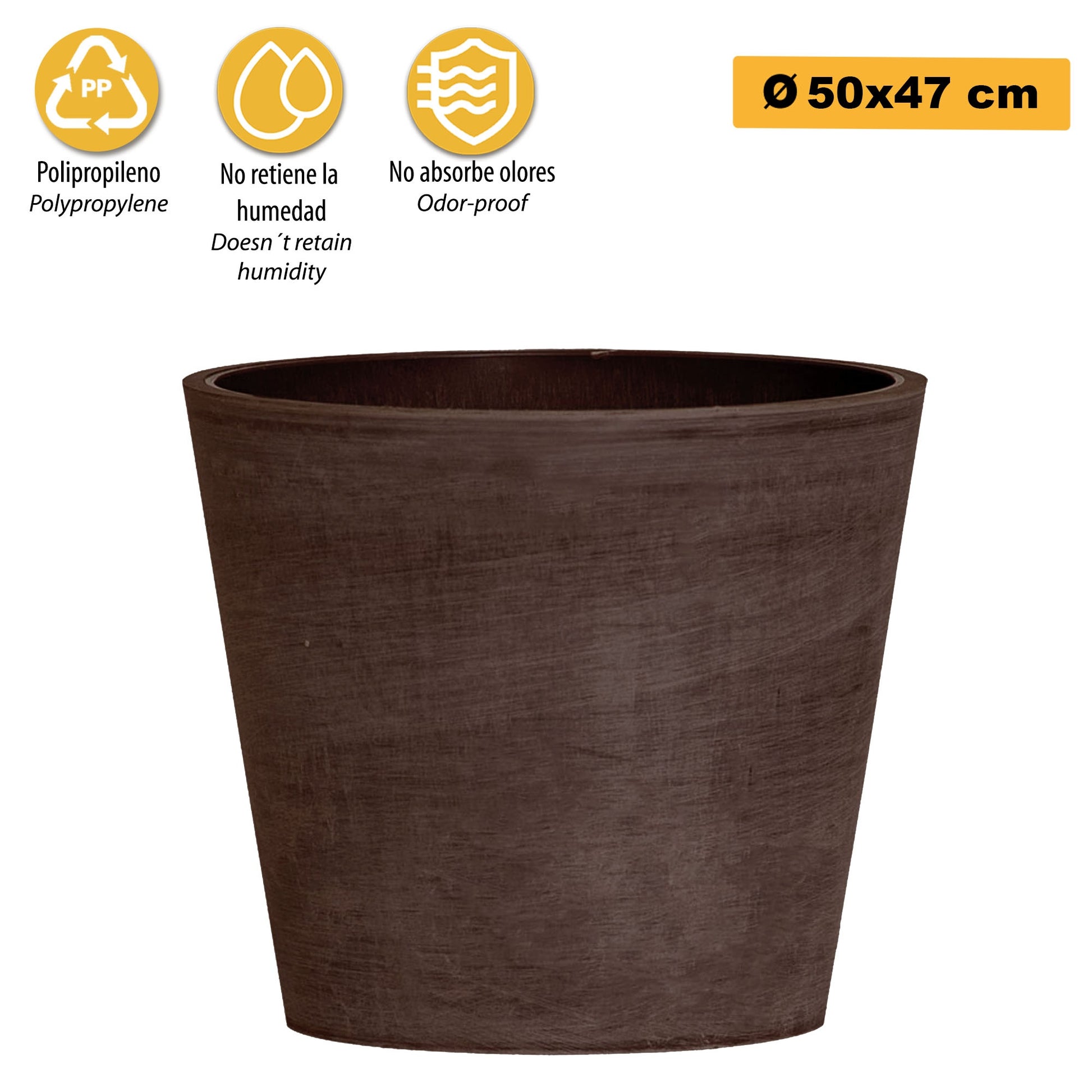 Maceta Tipo Cono Truncado Ø 50 Cm Marrón_2