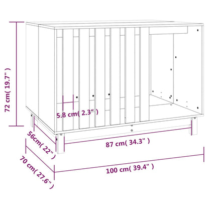 Cama Para Perros Madera Maciza De Pino Blanco 100x70x72 Cm / Vetonek_2