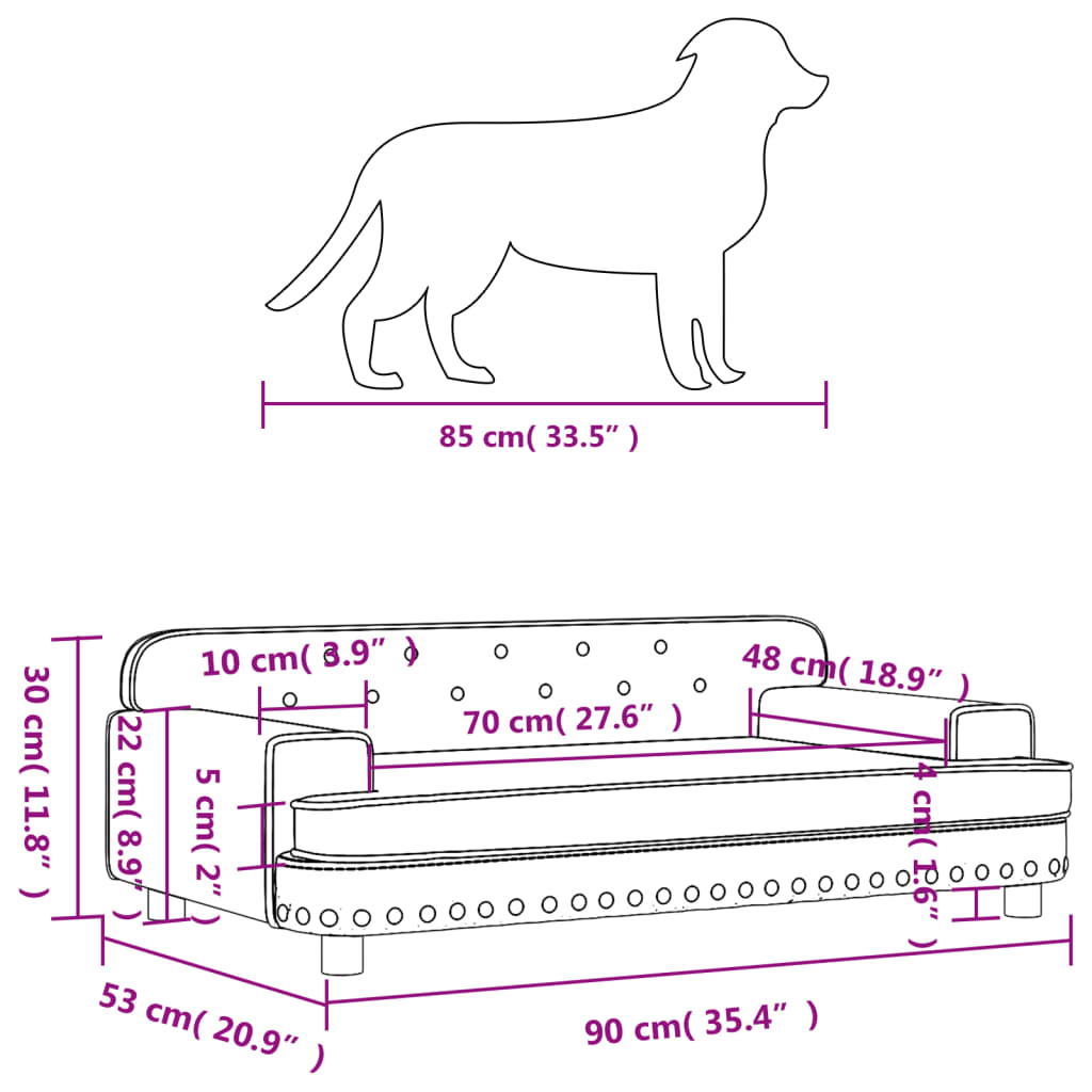 Cama Para Perros De Cuero Sintético Color Capuchino 90x53x30 Cm / Vetonek_3