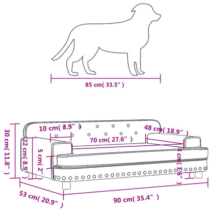Cama Para Perros De Cuero Sintético Gris 90x53x30 Cm / Vetonek_0