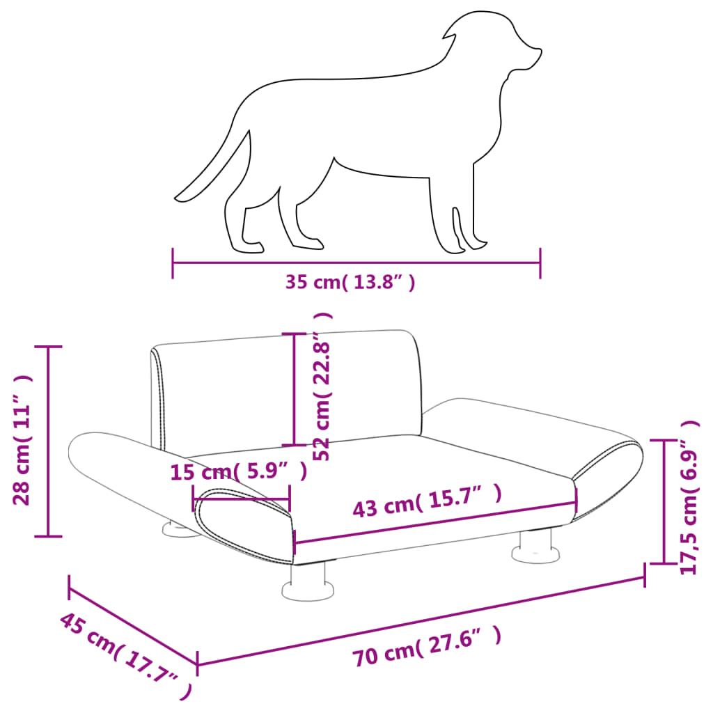 Cama Para Perros De Tela Crema 70x45x28 Cm / Vetonek_5