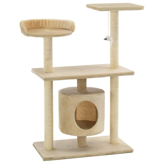 Vidaxl Rascador Para Gatos Con Postes Rascadores De Sisal 95 Cm Beige_0