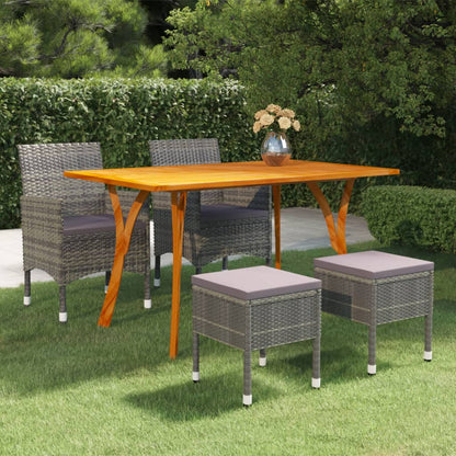 Juego De Comedor De Jardín De 5 Piezas Gris / Vetonek_4