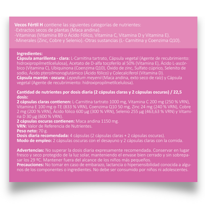 Fértil H Vecos 45+45 Cápsulas | Estimulación De Fertilidad Masculina | Zinc + Selenio_4