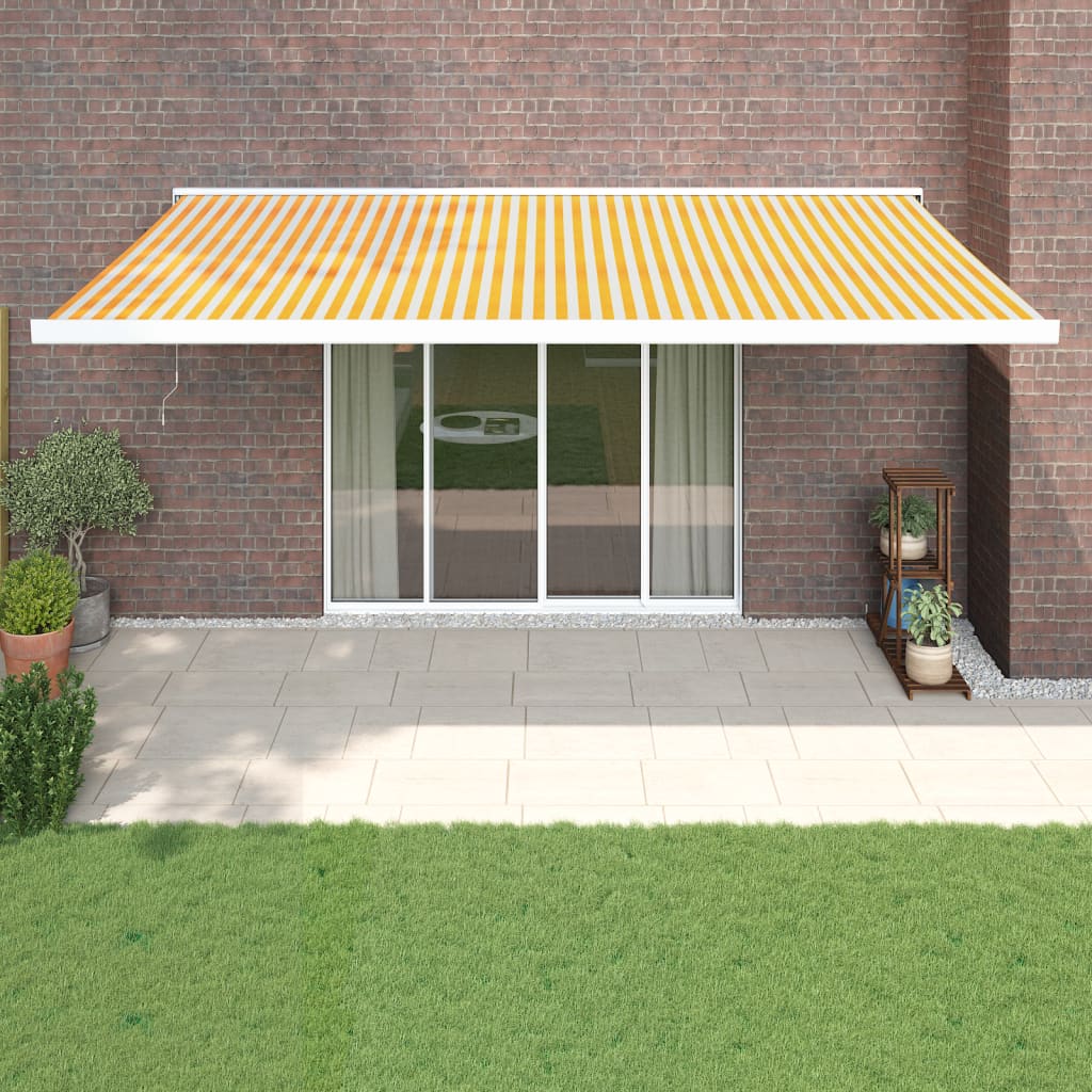 Toldo Retráctil Aluminio Y Tela Amarillo Y Blanco 5x3 M_1