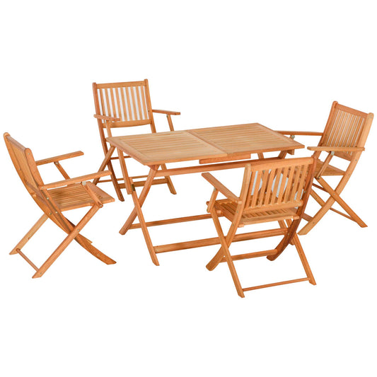 Outsunny Conjunto De Jardín De Madera Plegable Set Mesa 120x70x72 Cm Y 4 Sillas_0