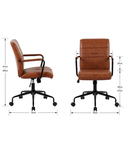 Silla Despacho Giratoria Elevable Acabado Polipiel Marrón, 64m(ancho) 91/99cm(altura) 70c_3