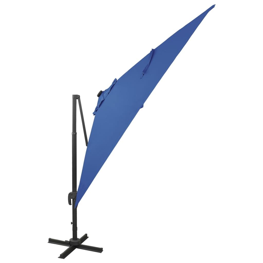 Vidaxl Sombrilla Jardín Voladiza Palo Y Luces Led Azul Celeste 300 Cm_1