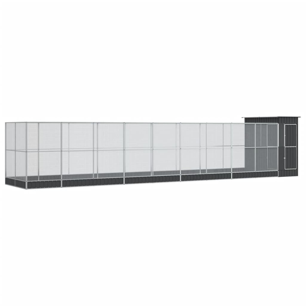 Vidaxl Pajarera Con Extensión Acero Plateado 1037x203x216 Cm_0