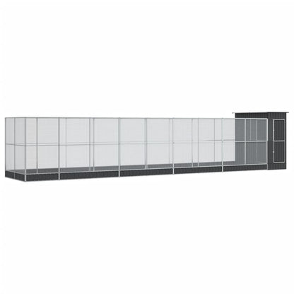 Vidaxl Pajarera Con Extensión Acero Plateado 1037x203x216 Cm_0