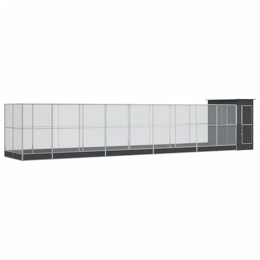 Vidaxl Pajarera Con Extensión Acero Plateado 1037x203x216 Cm_0