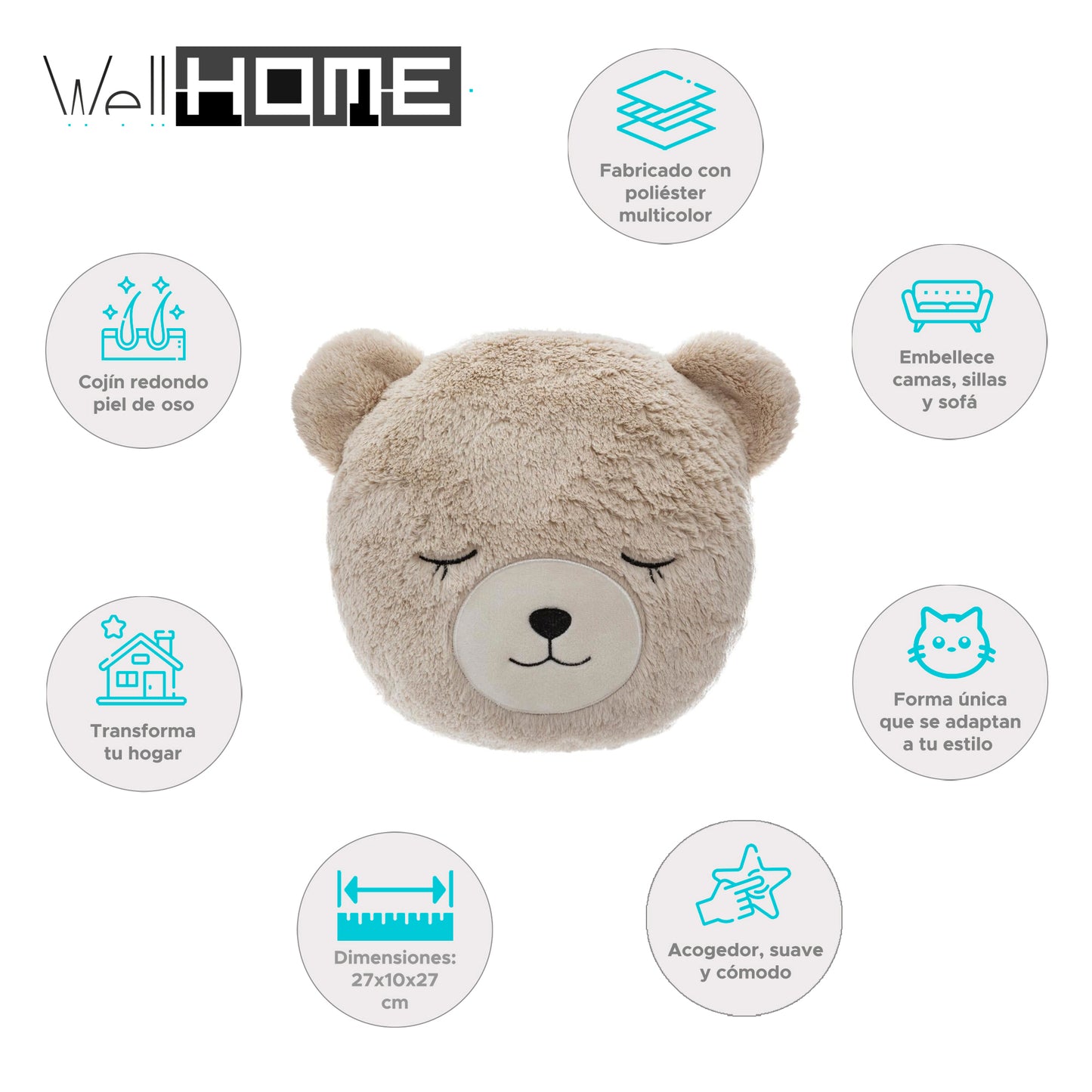 Wellhome Cojín Redondo Piel De Oso_1