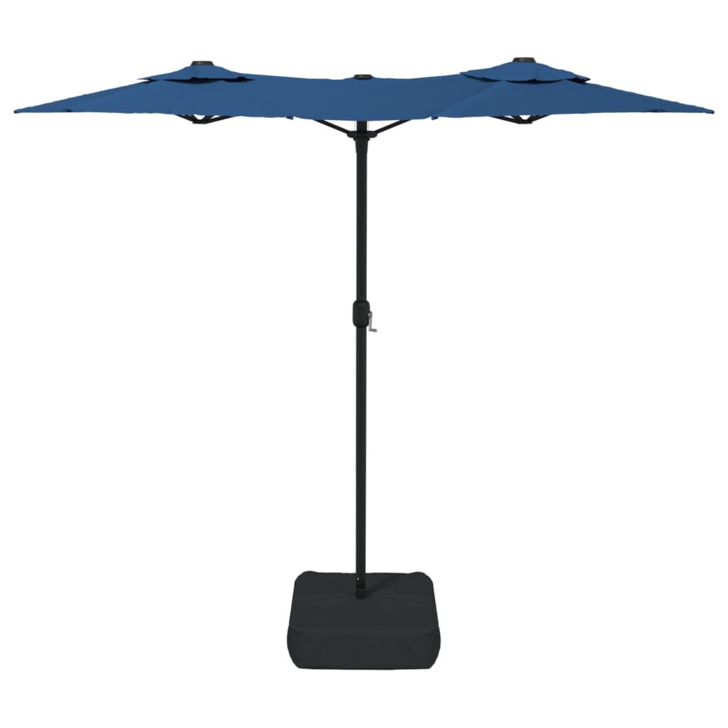 Vidaxl Sombrilla Doble De Jardín Con Luces Led Azul 316x145 Cm_4