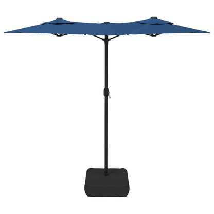 Vidaxl Sombrilla Doble De Jardín Con Luces Led Azul 316x145 Cm_4