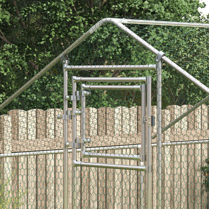 Pawhut Gallinero Para Exterior 3x6x2 M Con Comedero Colgante Tipo Brocheta Plata_3