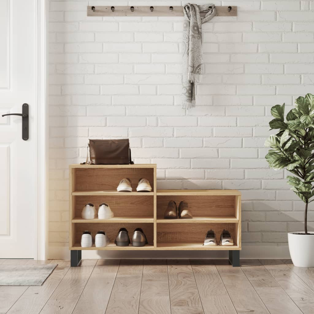 Vidaxl Mueble Zapatero Madera Contrachapada Roble Sonoma 102x36x60 Cm_1