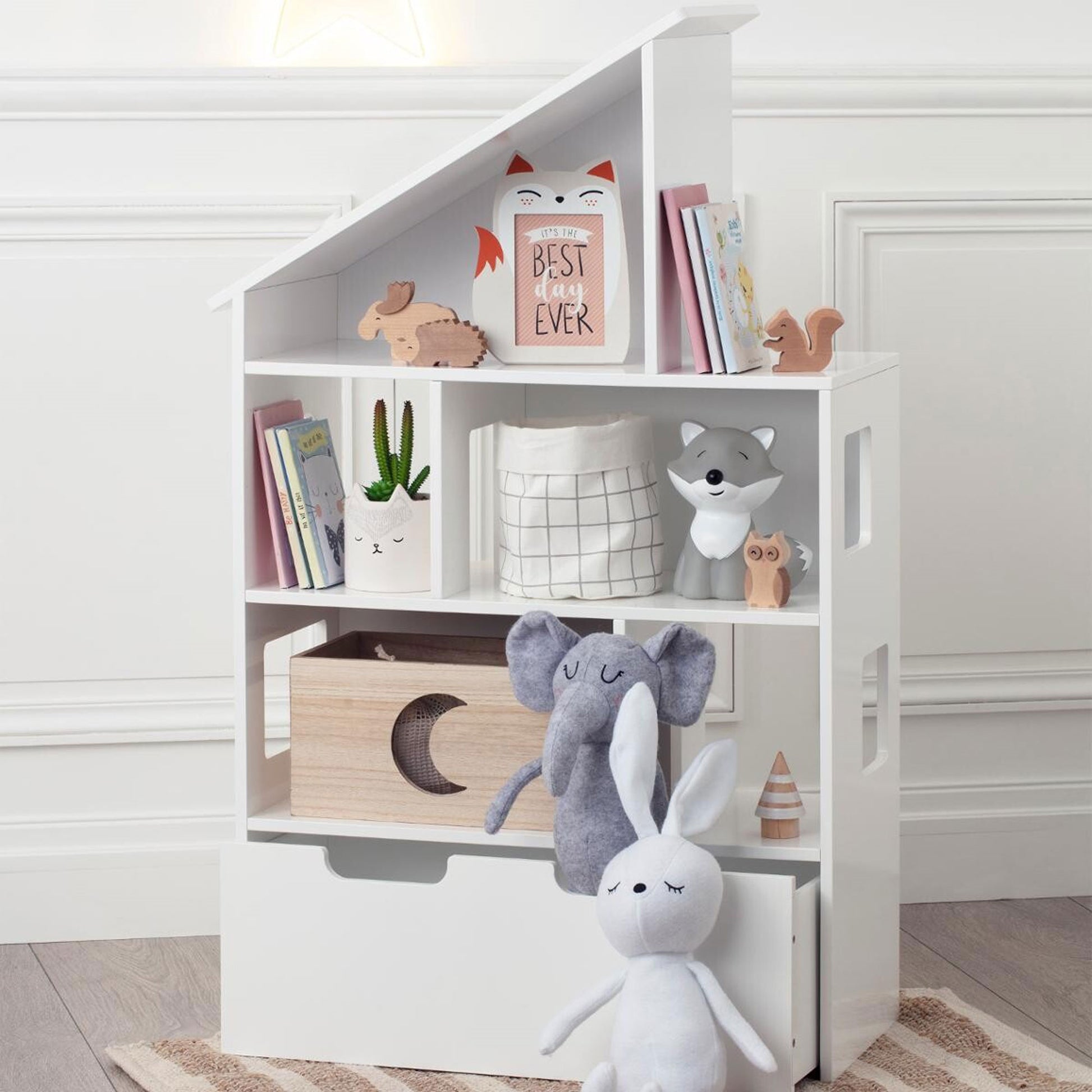 Librería Maison Con Ruedas De Color Blanco Atmosphera.
